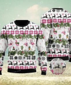 Jingle Bells And Pink Flamingo Xmas Ugly Sweater