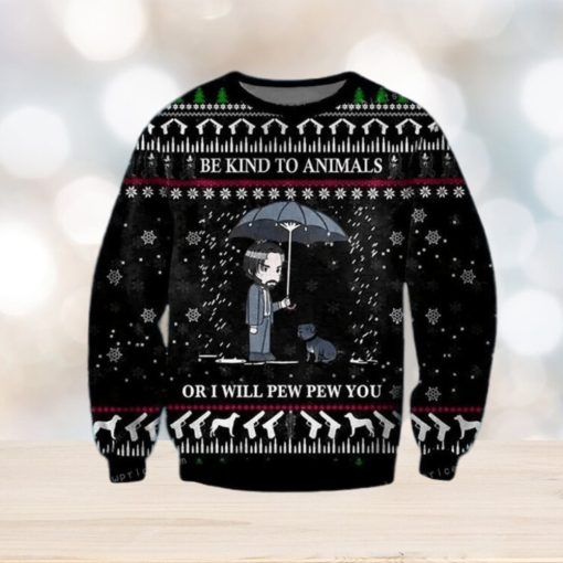 John Wick Be Kind To Animals Christmas Ugly Sweater Party