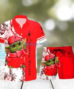 Johnnie Walker Baby Yoda Lover Hawaiian Shirt And Shorts Aloha Summer Gift For Men And Women