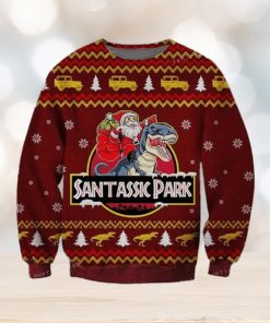 Jurassic Park Santa Claus Riding A Dinosaur Ugly Sweater For Woman