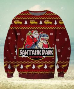 Jurassic Park Santa Claus Riding A Dinosaur Ugly Sweater For Woman