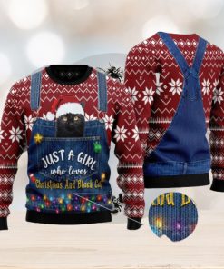 Just A Girl Who Loves Christmas Black Cat Christmas 3D Sweater