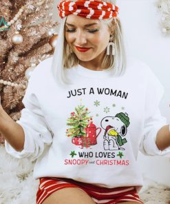 Just a woman who loves Snoopy and Christmas Shirt