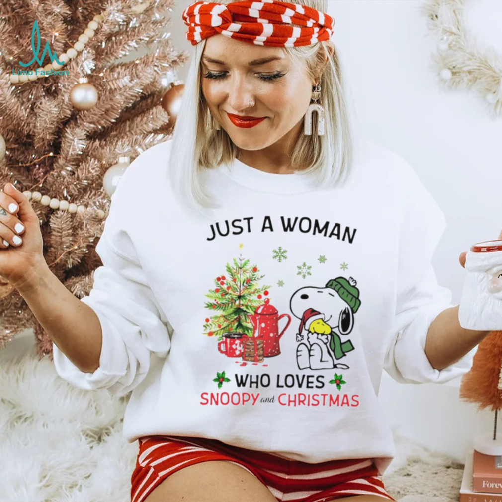 Just a woman who loves Snoopy and Christmas Shirt Just a woman who loves Snoopy and Christmas Shirt