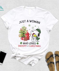 Just a woman who loves Snoopy and Christmas Shirt