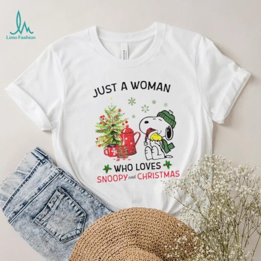 Just a woman who loves Snoopy and Christmas Shirt