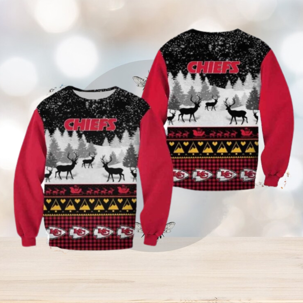 Kansas City Chiefs Christmas Reindeer Winter Pattern Ugly