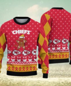 Kansas City Chiefs Christmas Gingerbread Man Knitted Ugly Christmas Sweater AOP Gift For Men And Women