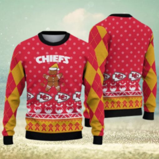 Kansas City Chiefs Christmas Gingerbread Man Knitted Ugly Christmas Sweater AOP Gift For Men And Women