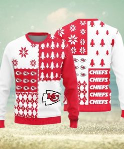 Kansas City Chiefs Christmas Pine Trees Pattern Knitted Ugly Christmas Sweater AOP Gift For Men And Women