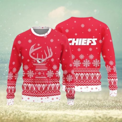 Kansas City Chiefs Christmas Reindeer Ugly Christmas Sweater Mistletoe AOP Gift For Fans