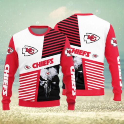 Kansas City Chiefs Skull Pattern Ugly Christmas Sweater