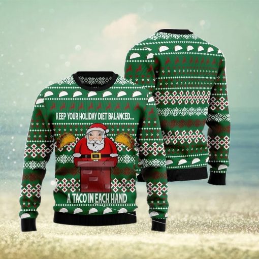 Keep Your Holiday Diet Balanced With Tacos Christmas Gift Ugly Christmas Sweater Xmas Holiday