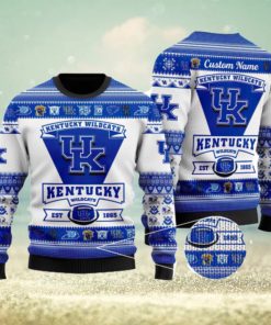 Kentucky Wildcats Logo Custom Name For Football Fans Ugly Christmas Sweater Christmas Gift