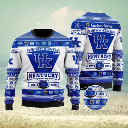 Kentucky Wildcats Logo Custom Name For Football Fans Ugly Christmas Sweater Christmas Gift