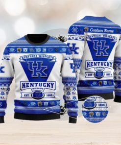 Kentucky Wildcats Logo Custom Name For Football Fans Ugly Christmas Sweater Christmas Gift