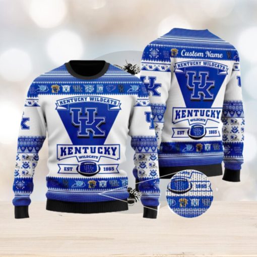 Kentucky Wildcats Logo Custom Name For Football Fans Ugly Christmas Sweater Christmas Gift