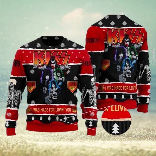 Kiss Roll ‘n Rock I Was Made For Lovin You Ugly Christmas Sweater Design Sweatshirt For Fans Gift