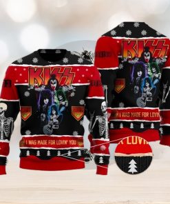 Kiss Roll ‘n Rock I Was Made For Lovin You Ugly Christmas Sweater Design Sweatshirt For Fans Gift