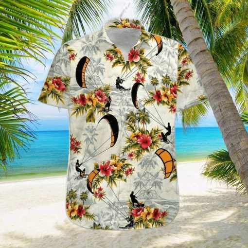 Kitesurfing Yellow Flower Tropical Unisex Hawaiian Shirts