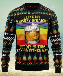 LGBT Whiskey Straight Ugly Christmas Sweater Thankgiving Gift Men Women