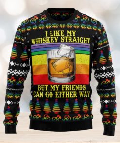 LGBT Whiskey Straight Ugly Christmas Sweater Thankgiving Gift Men Women