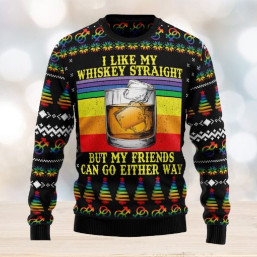 LGBT Whiskey Straight Ugly Christmas Sweater Thankgiving Gift Men Women