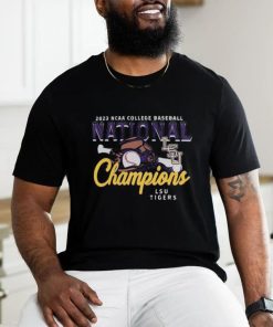 LSU Tigers Comfort Colors Unisex 2023 NCAA Men’s Baseball College World Series Champions Glove & Bat T Shirt