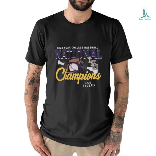 LSU Tigers Comfort Colors Unisex 2023 NCAA Men’s Baseball College World Series Champions Glove & Bat T Shirt