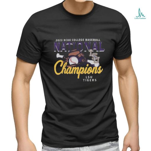 LSU Tigers Comfort Colors Unisex 2023 NCAA Men’s Baseball College World Series Champions Glove & Bat T Shirt