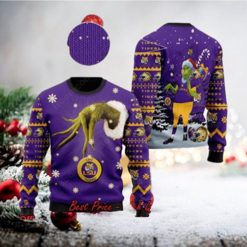 LSU Tigers Grinch Candy Cane Ugly Christmas Sweater