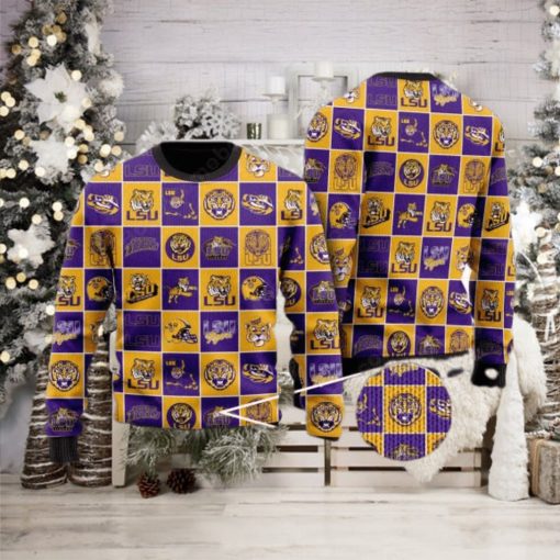 LSU Tigers Logos Ugly Christmas Sweater