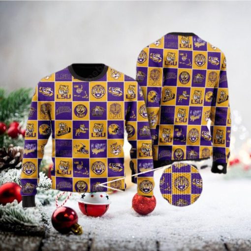 LSU Tigers Logos Ugly Christmas Sweater