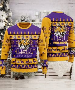 LSU Tigers Personalized Name Ugly Christmas Sweater