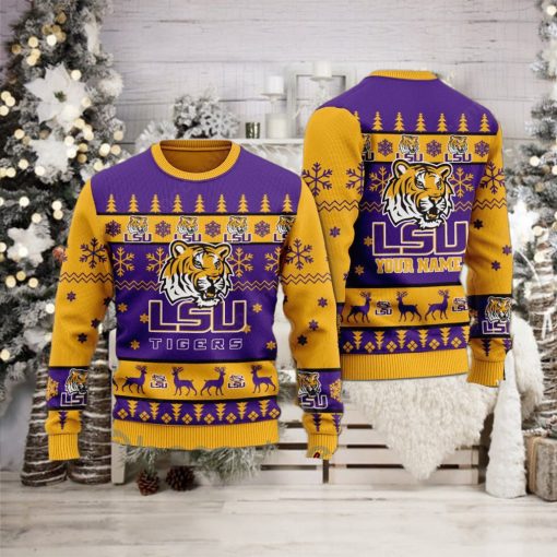 LSU Tigers Personalized Name Ugly Christmas Sweater