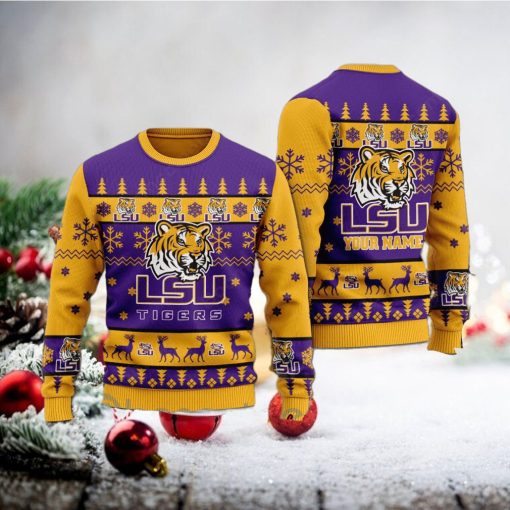 LSU Tigers Personalized Name Ugly Christmas Sweater