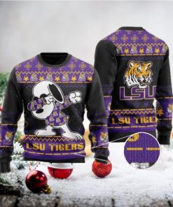 LSU Tigers Snoopy Dabbing Ugly Christmas Sweater