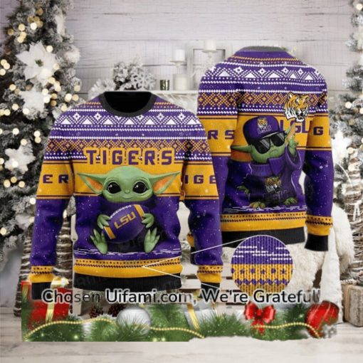 LSU Tigers Sweater Best selling Baby Yoda Gifts For LSU Fans