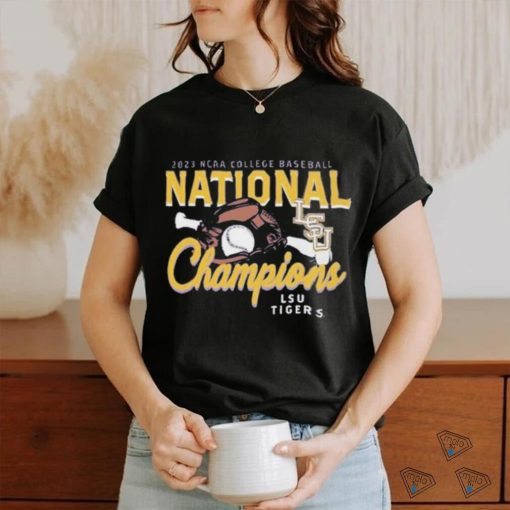 LSU Tigers Women’s 2023 NCAA Men’s Baseball College World Series Champions Glove & Bat T Shirt