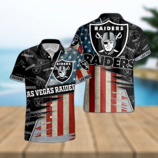 Las Vegas Raiders American Flag Logo Hawaiian Shirt Vacation Gift For Men And Women Gift