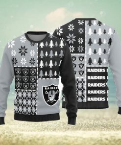 Las Vegas Raiders Christmas Pine Trees Pattern Knitted Ugly Christmas  Sweater AOP Gift For Men And Women - Limotees