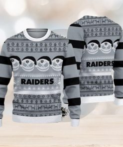 Las Vegas Raiders Christmas Reindeer Pattern Knitted Ugly Christmas Sweater AOP Gift For Men And Women