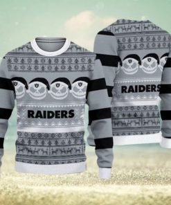 Las Vegas Raiders Christmas Reindeer Pattern Knitted Ugly Christmas Sweater AOP Gift For Men And Women