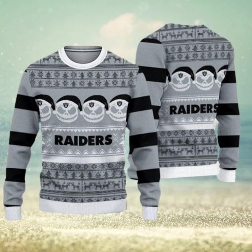 Las Vegas Raiders Christmas Reindeer Pattern Knitted Ugly Christmas Sweater AOP Gift For Men And Women