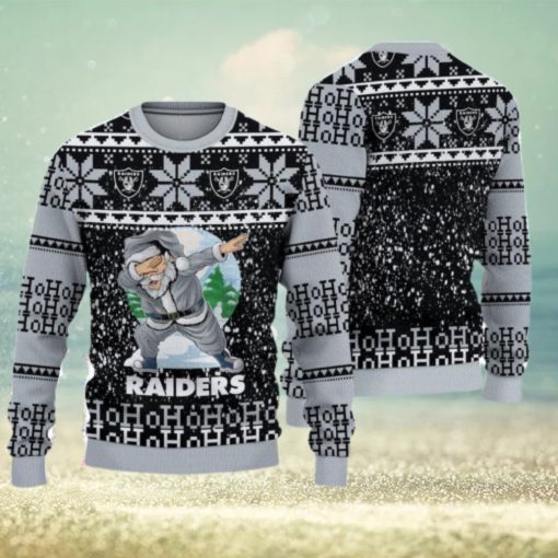 Las Vegas Raiders Dabbing Santa Ugly Christmas Sweater 3D Gift For Fans