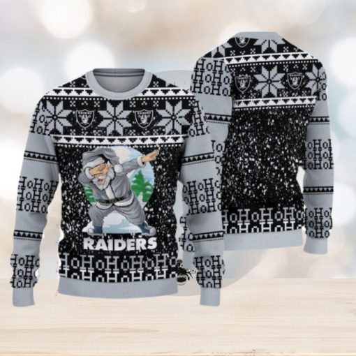 Las Vegas Raiders Dabbing Santa Ugly Christmas Sweater 3D Gift For Fans