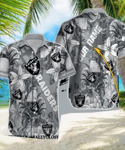 Oakland Raiders NFL Half Tone Texture Style Short Sleeves Hawaiian