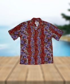 Lei of Aloha Red Cotton Poplin Men s Hawaiian Shirt