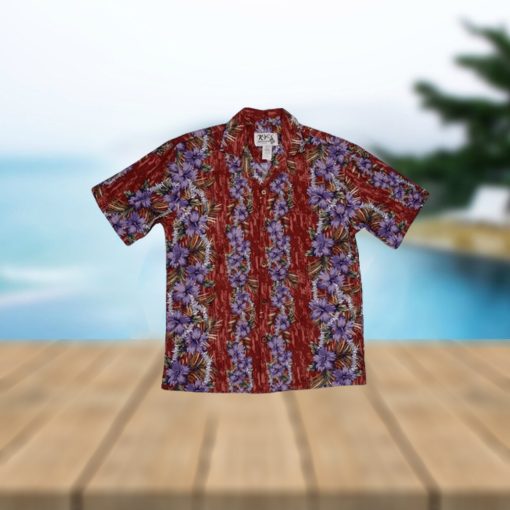 Lei of Aloha Red Cotton Poplin Men s Hawaiian Shirt