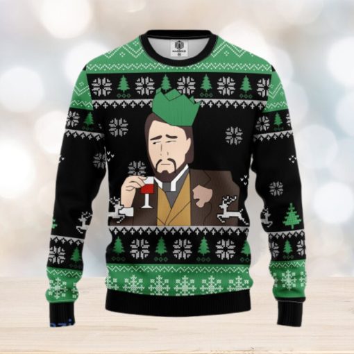 Leonardo Dicaprio Drinking Meme Ugly Christmas Sweater 3D Gift For Men And Women